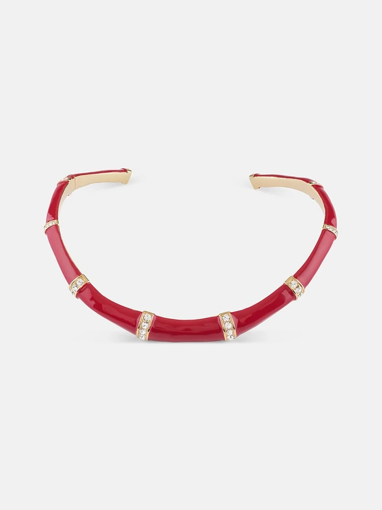Gold-Tone and Red Bamboo Choker