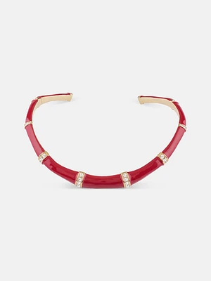 Gold-Tone and Red Bamboo Choker
