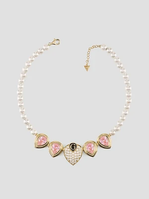 Gold-Tone and Pink Pearl Necklace