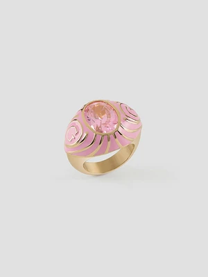 Gold-Tone and Pink Signet Ring