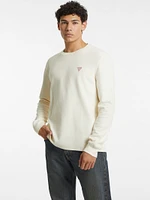 Waffle-Knit Mini Triangle Long-Sleeve Tee
