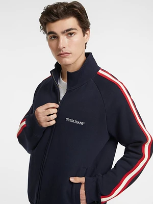 Striped Tape Zip-Up Sweatshirt
