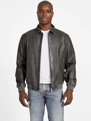 Faux-Leather Aviator Jacket