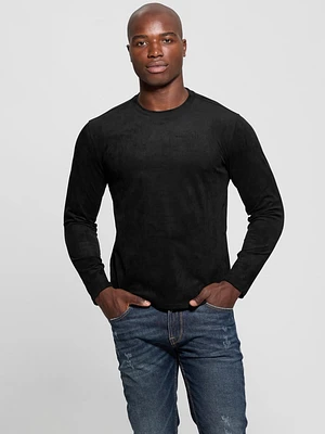 Garrett Knit Faux-Suede Crewneck