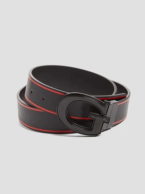 Reversible Striped G Buckle Belt