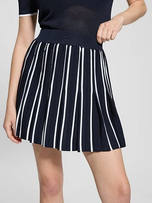 Striped Pleated Sweater Skirt
