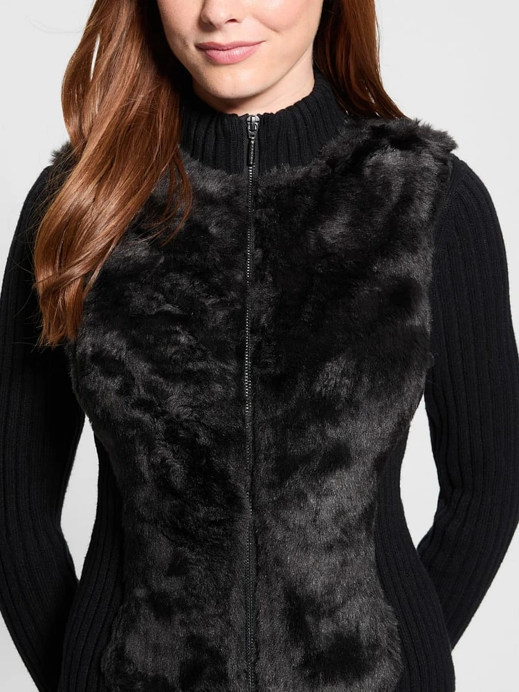 Eco Mila Faux-Fur Zipped Cardigan
