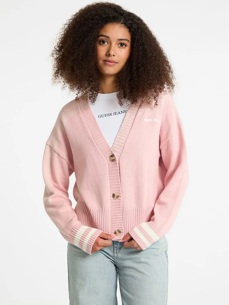 Embroidered Logo Varsity Cardigan
