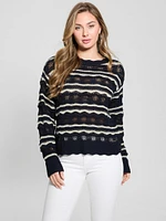 Valerie Striped Open-Knit Sweater
