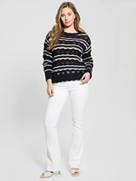 Valerie Striped Open-Knit Sweater