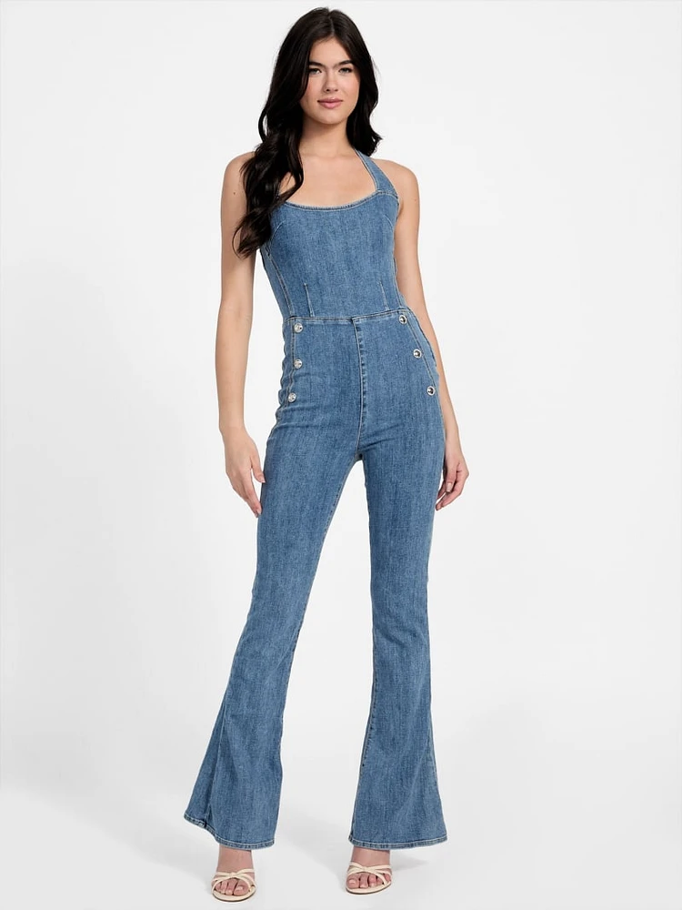 Blair Halter Denim Jumpsuit