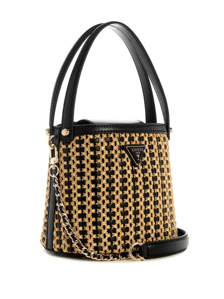Atalia Raffia Crossbody Bucket Bag