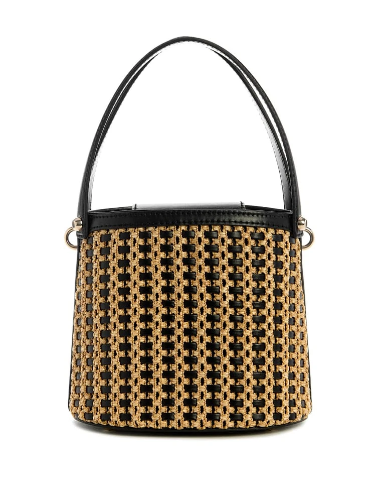 Atalia Raffia Crossbody Bucket Bag