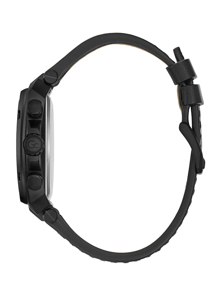Gc Black Leather Chronograph Watch