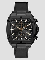 Gc Black Leather Chronograph Watch