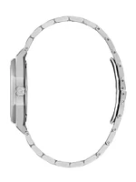 Gc Silver-Tone and Light Blue Crystal Analog Dial