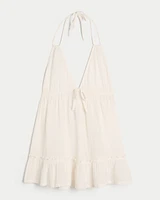 Gauze Halter Babydoll Cover Up Mini Dress