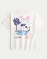 Boxy Pink Flamingo Moon Hotel Graphic Tee