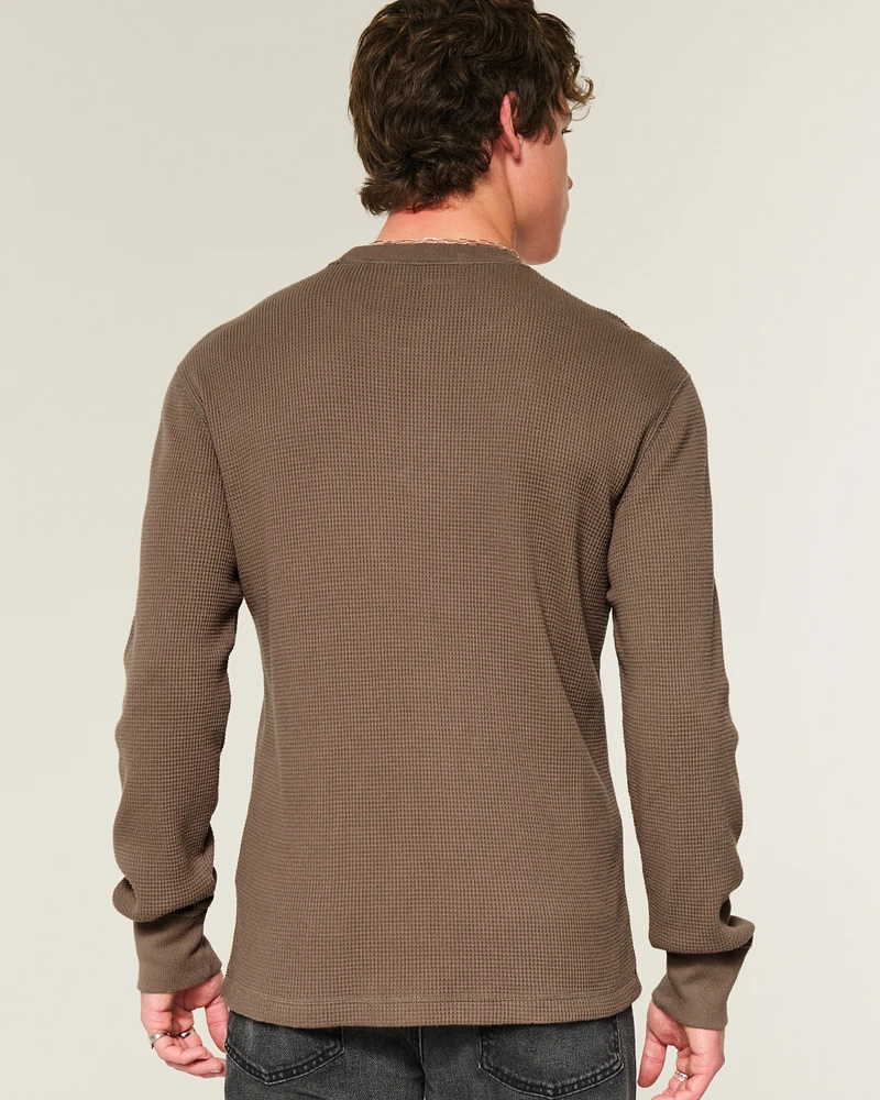 Long-Sleeve Waffle Michigan Graphic Tee