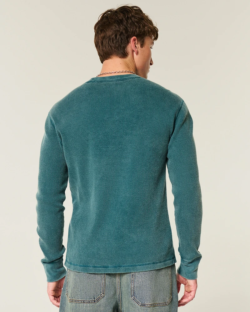 Long-Sleeve Waffle Michigan Graphic Tee