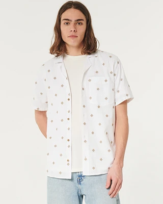 Short-Sleeve Embroidered Pattern Shirt