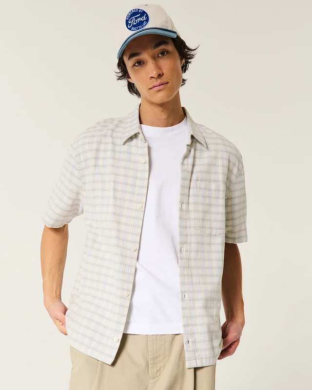 Hollister Boxy Short-Sleeve Plaid Shirt | Arden Fair