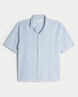 Boxy Linen-Blend Short-Sleeve Shirt
