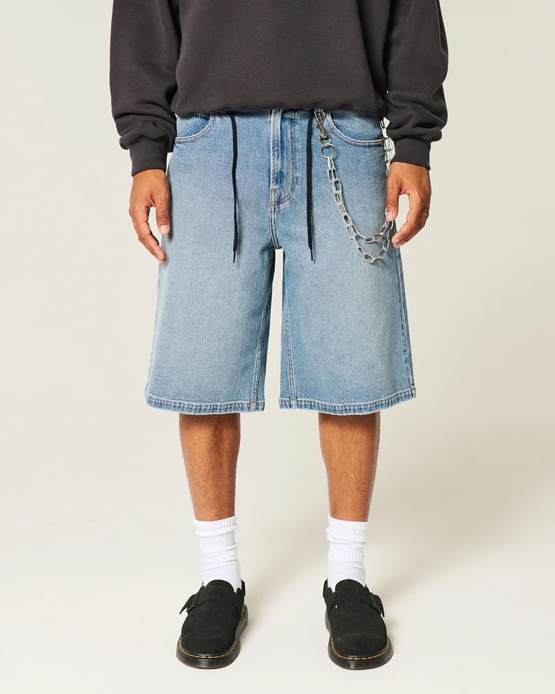 Medium Wash Super Baggy Denim Shorts
