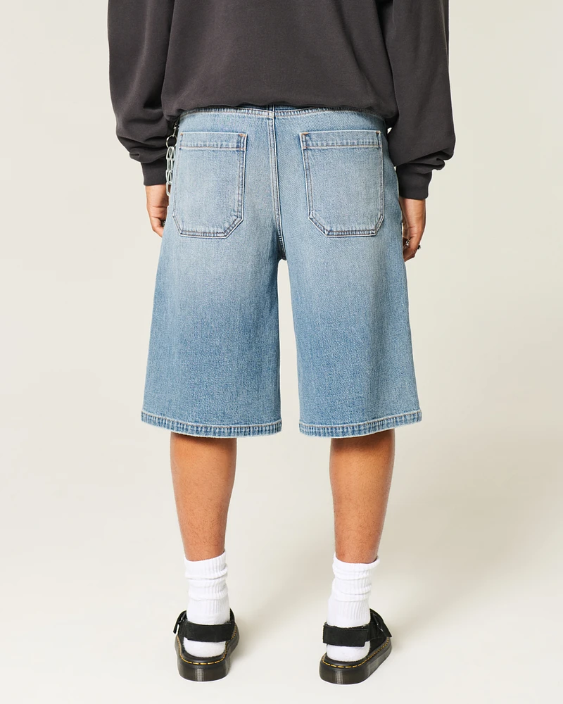 Medium Wash Super Baggy Denim Shorts