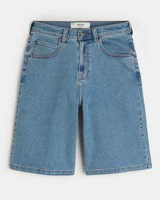 Embroidered Heart Graphic Super Baggy Denim Shorts