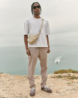 Slim Straight Stretch Linen-Blend Pants