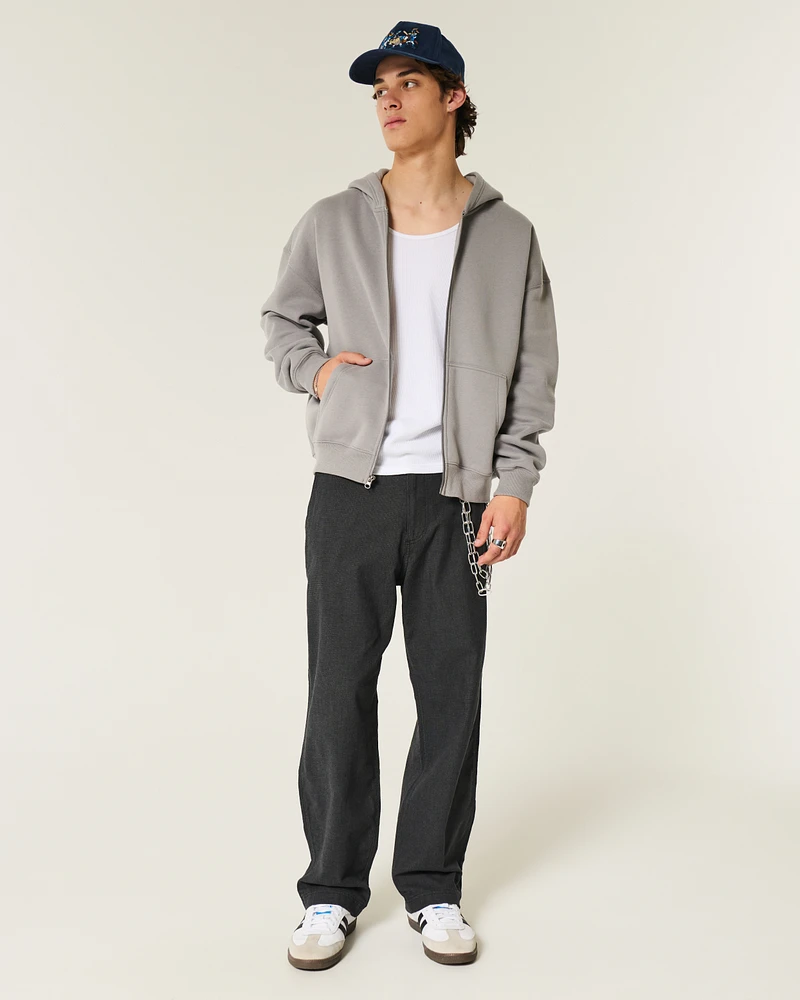 Linen-Blend Flex Waist Baggy Pants