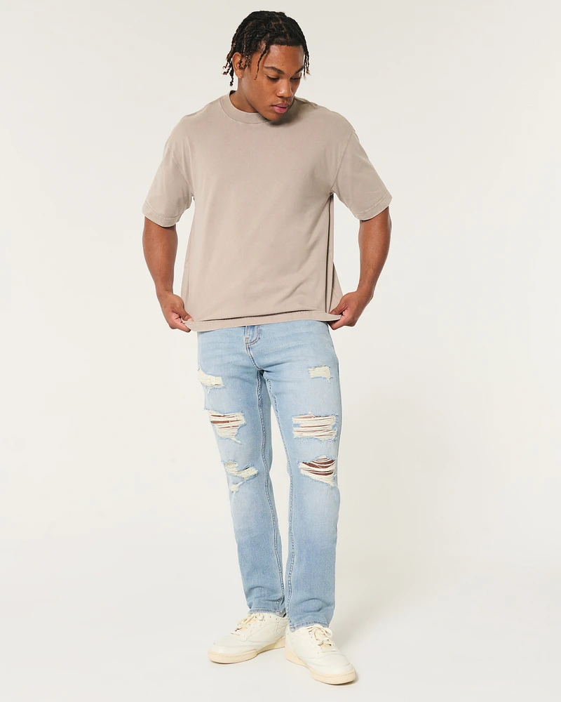 Ripped Light Wash Athletic Skinny Jeans