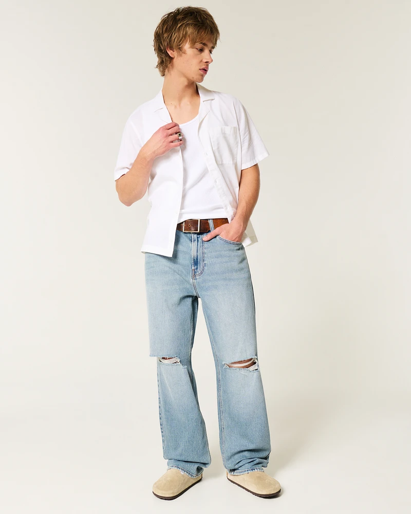 Ripped Medium Wash Baggy Jeans