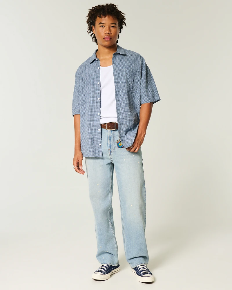 Bleached Light Wash Baggy Jeans