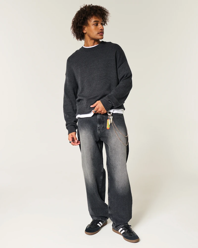 Washed Black Skater Baggy Jeans