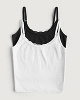 Ribbed Lace Trim Cami 2-Pack
