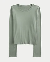 Soft Stretch Seamless Fabric Long-Sleeve Top