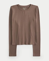 Soft Stretch Seamless Fabric Long-Sleeve Crew Top