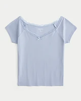 Off-the-Shoulder Lace Trim Top