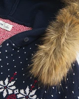 Hooded Fair Isle Zip-Up Sweater