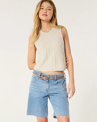 Cable-Knit Crew Sweater Vest