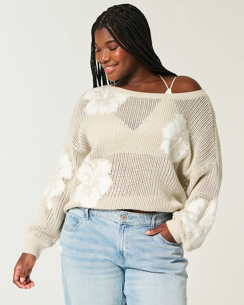 Easy Stitchy Graphic Slouchy Crew Sweater