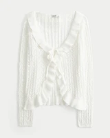 Ruffle Tie-Front Cardigan