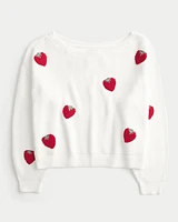 Easy Berry Graphic Off-the-Shoulder Sweater