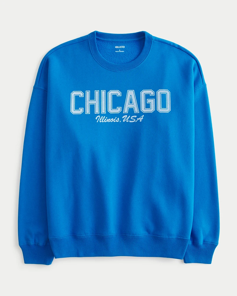 Oversized Chicago Graphic Crew Sweatshirt