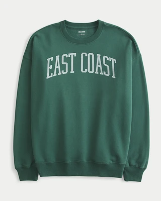 Oversized East Coast Graphic Crew Sweatshirt