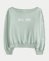 Easy Off-the-Shoulder Brooklyn Graphic Sweatshirt
