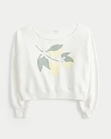 Easy Off-the-Shoulder Lemon Graphic Crew Sweatshirt