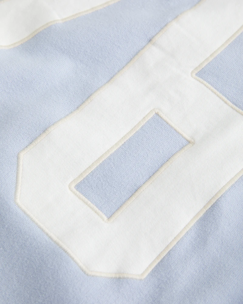 Oversized Number Graphic V-Neck Sweatshirt